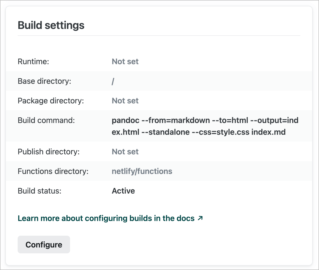 Netlify build configuration